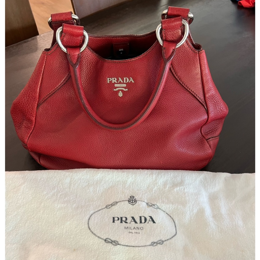 Authentic Prada Purse handbag shoulder hobo pebble leather